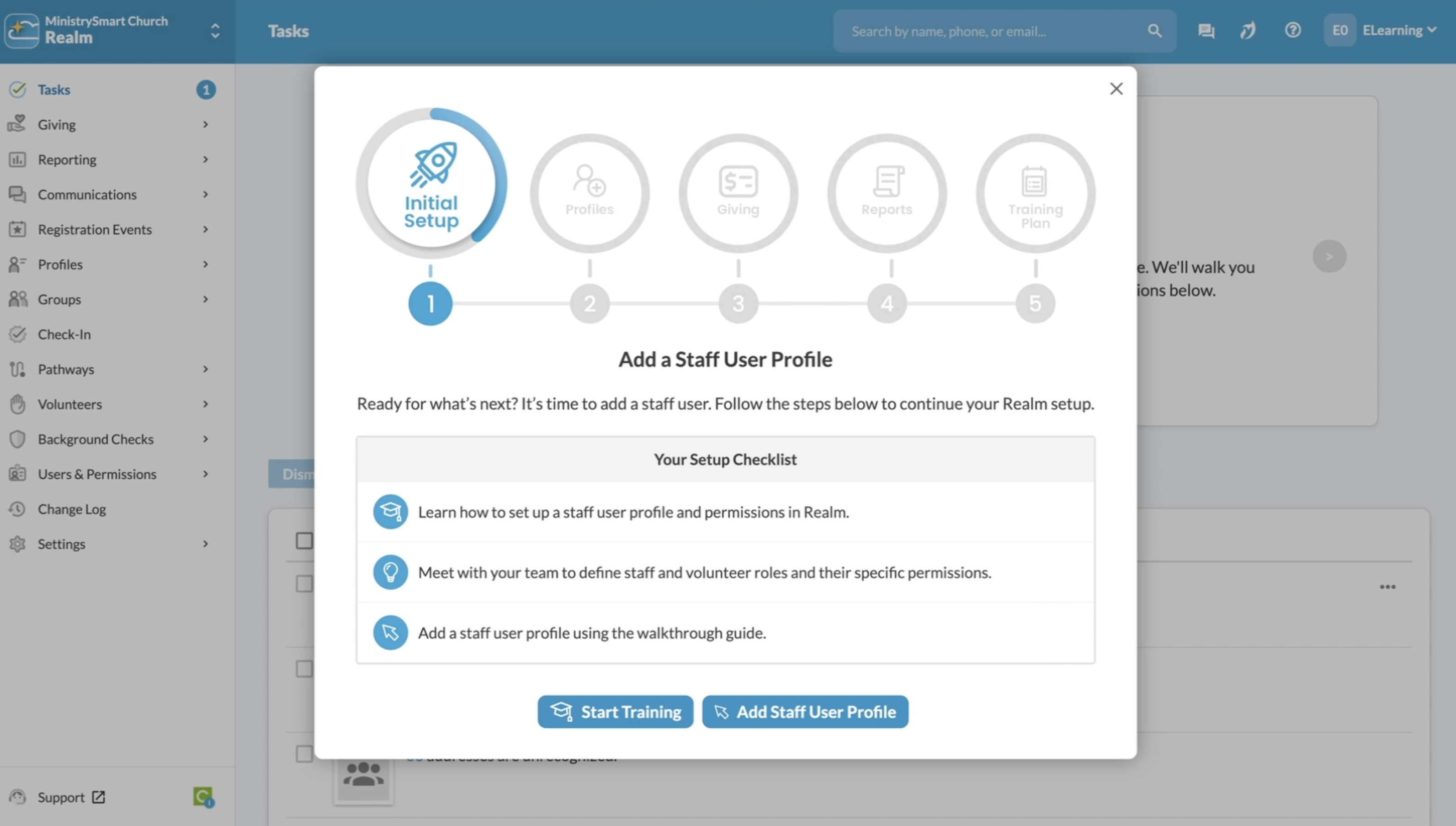 This is an onboarding popup we used to onboard new users. We gave them three different tasks depending on their need: an elearning course, meeting idea, or an in-app walkthrough.